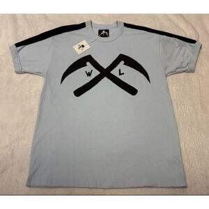 New Rare Warren Lotas Crossed Scythe Ringer T-Shirt, Size Small Sky Blue Black